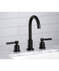 Concord Widespread Bathroom Faucet With Pop Up Drain In Matte Black Eight To Sixteen Inch Deck Mount Three Hole Installation