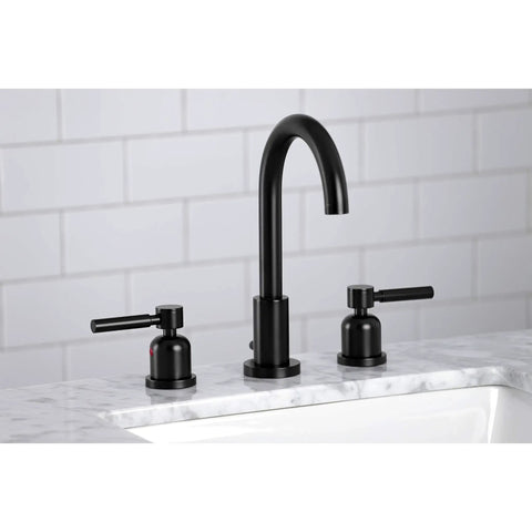 Concord Widespread Bathroom Faucet With Pop Up Drain In Matte Black Eight To Sixteen Inch Deck Mount Three Hole Installation
