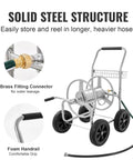 Heavy Duty Hose Reel Cart Holds Up To 300 Feet Of Five Eighth Inch Hose With Four Wheels Makes Moving A Breeze Garden Water Cart