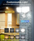 Smart Outdoor LED Motion Sensor Flood Lights With Dual 2-Head Design, 40W 4000-Lumen Security Floodlights displayed on a wall