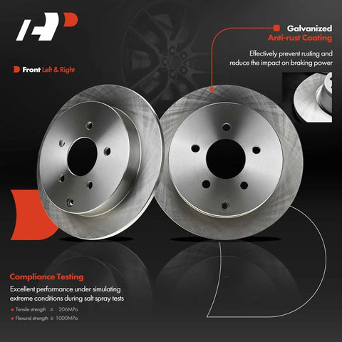 Rear Solid Disc Brake Rotors And Ceramic Pads Kit For Nissan Altima Juke Maxima Sentra 11.48 Inch Upgrade product image