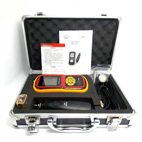 Split Type Vibration Meter With Mechanical Accelerometer And Fault Detector, Pro Grade Handheld Vibration Tester For Bearing Condition, LCD Backlight, Auto Shutoff, Low Battery Indicator, GM63B in carrying case