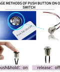 12mm Momentary Push Button Switch With High Head Waterproof Metal On Off Switch And Prewired Harness for car and boat usage