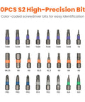 30 high-precision color-coded bits for Dope Magnetic Bit Driver And Mini Ratchet Set With A 72 Teeth Bidirectional Ratchet And 70 Nm Torque