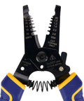Close-up of Wire Stripper And Cutter 6 Inch With ProTouch Grips displaying spring assist jaw and AWG markings