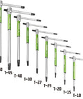 9 Piece Torx Star T Handle Hex Allen Key Wrench Set With Speed Sleeves For Fast Spin, Sliding Top Handle For T Or L Shape, Long Shafts