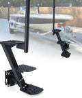 Heavy Duty Boat Trailer Steps Rock Solid Steel Tongue Access For Three By Three Or Four By Four Sizes with textured tread for easy kayak launch.