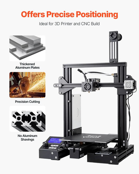 3D printer setup using 4-Piece 47.24-Inch T Slot Aluminum Extrusion Profile European-Standard Anodized Linear Rail for precise positioning.