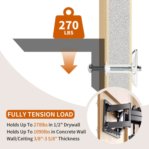 Heavy Duty Hollow Wall Anchor Kit With 100 Pcs Bolts And Washers For One Quarter By Twenty Toggle Bolts, TV Mounting Kit, Shelves And Cabinets, Supports Up To 270 Lbs In Drywall installed in 1/2" drywall