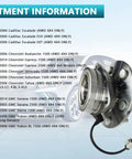 Fitment chart next to Pair Front Wheel Bearing Hub Assembly 515036 Two Pack For Cadillac Escalade EXT ESV 2002 2006 Express 1500 2500 Suburban Tahoe Silverado GMC Sierra Savana Yukon 1999 2014 AWD 4WD.