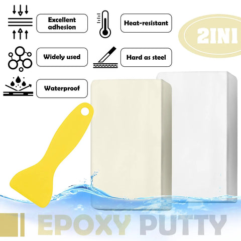 Heavy-Duty 10oz Multipurpose Epoxy Clay For Fast Repairs Leaks And Cracks, Filling And Bonding Metal Tile Ceramics Plastic White, 2-Part