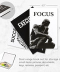Faux Book Decor Set Of 3 For Modern Desk And Shelf Vibe with black and white covers, hidden storage, and magnetic closure.