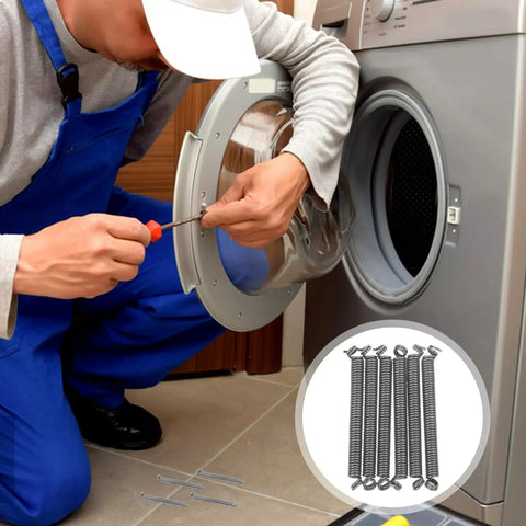 Top Notch 6 Pcs Sewroro Washing Machine Door Boot Seal Spring Clamp Replacement Kit, Front Load Washer Retaining Ring Repair That Holds Tight And Makes Cleaning Easy For Any Home Fixer Uppers, 6 silver springs on front load washer