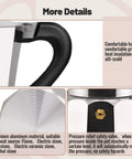 Close-up details of the 14 Cup Aluminum Moka Pot Stovetop Espresso Brewer 700ml 23oz Percolator Mocha Pot Greca Style.