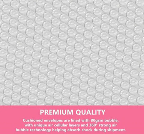 Close-up of bubble lining in Pink 4x6 Inch Padded Bubble Mailers Pack Of 12 Self Seal Thickened Poly Envelopes with premium quality text