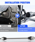 CV Axle Shaft Front Left And Right 2 Pack For 2015 2019 Hyundai Sonata 2.4L And 2016 2020 Kia Optima 2.4L L4 Gas Engine Direct Fit Driver And Passenger Side Replacement 66 3829 66 3830 installed before and after comparison, double-sealed dust boot