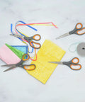 8 Inch Titanium Bonded Straight Scissors With Soft Grip Handle Gray And Yellow 4 Pack for precision cutting with fabric and ribbons