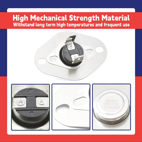 Primary Limit Switch 150 Degree 110 Degree Replacement For Goodman Furnace L40-524 20162904 shown in detail with metal mounting