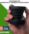 Person holding Universal Vacuum Hose To PVC Pipe Adapter For Easy AC Drain Line Unclogging No More Hack Jobs Fits PVC From Three Quarters Inch