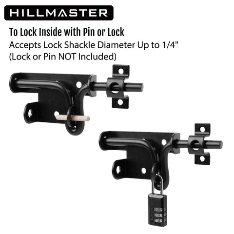 Heavy Duty Sliding Bolt Gate Latch With Padlock Hole For Wooden Fences And Barn Doors, Workhorse Gate Lock Hardware Two Pack