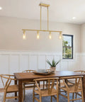 Modern Gold Kitchen Island Chandelier 4 Light Dope Brushed Brass Farmhouse Pendant With Glass Shades over dining table