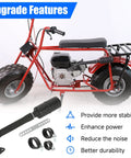 Exhaust Header Pipe Muffler Replacement For Predator 212 196cc 224cc 6.5HP Engines, displayed with a red mini bike and kit components.