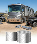 Diamond Tread Aluminum Sheet Metal 120 By 6 Inches Wide DIY Friendly near trucks and trailers, showcasing versatility.