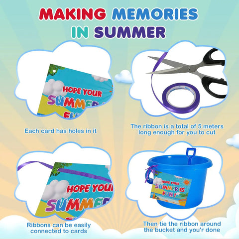 12 Pack Kids Sand Buckets And Shovels Set With 7.48 Inch Buckets And Shovels Bright Beach Toys For Sandbox Fun BPA Free ABS Plastic with postcards and ribbon decoration