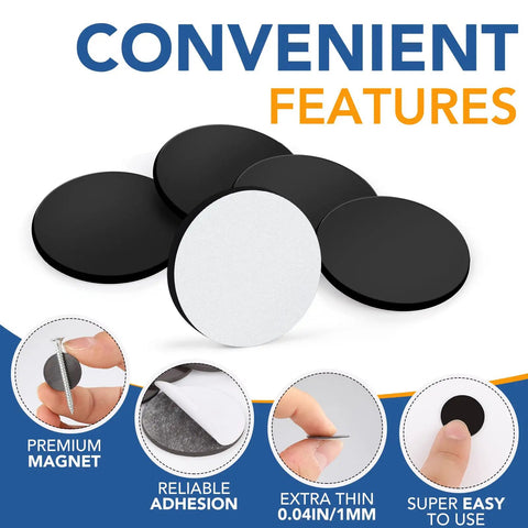 Hella Strong 360 Pack Flexible Magnetic Dots With Self Adhesive Backing showing black and white magnets for crafts and organization.