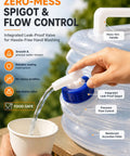 Collapsible Water Tank With Spigot For Camping And Road Trips in use, pouring water into a cup, showing handle and spigot.