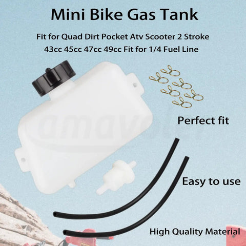 Aftermarket Gas Fuel Tank For 43cc 45cc 47cc 49cc 2 Stroke Mini Moto Dirt Bikes And Pocket Scooters with tubes and fittings