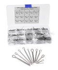 Pro Grade Cotter Pin Kit 420 Piece Stainless Steel Assortment For Cars, Garage, Workshop, Farm And Garden Projects, Heavy Duty Fasteners, Clips And Dowels For Quick Repairs And Secure Fits. Assorted stainless cotter pins in labeled organizer case