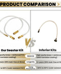 Comparison of Pro Grade Hydraulic Steering Bleed Kit For Seastar BayStar And Uflex Systems alongside inferior kits, showing material and durability differences.