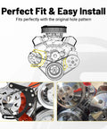 Diagram of Aluminum SBC Alternator And Power Steering Pump Drive Bracket Kit With Pulley for Chevy engines with V-belt system.