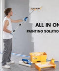 Man using 18 Inch Paint Roller Kit With Extension Pole Rocks Smooth Microfiber Covers For Hella Quick Wall Coverage to paint a wall.