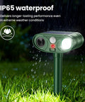 Solar Ultrasonic Animal Repeller With Motion Sensor Light For Yard Garden Lawn, Deterrent For Deer Squirrels Cats Raccoons Rabbits And Dogs, Easy Setup Eco Friendly Power 110 Degree Infrared Sensor 25 To 30 Ft Range, IP65 waterproof in rain