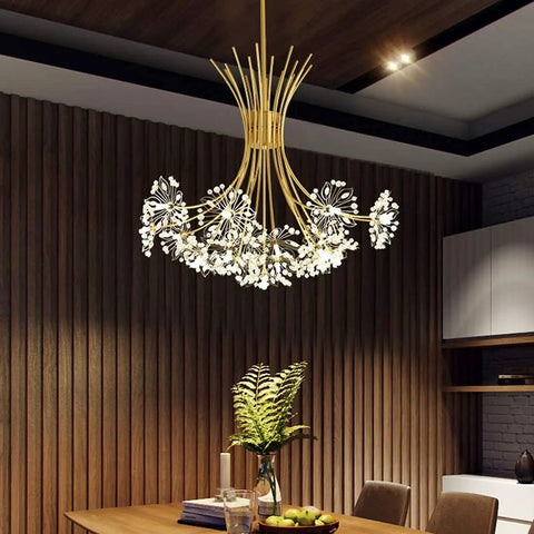 Firework Crystal Chandelier Pendant Light for Bedroom and Living Room Modern Gold Vibe with 13 G4 Bulbs, dining room view
