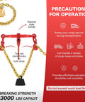 Heavy Duty Three Eighths To One Half Inch Ratchet Binder With G80 Chain And Grappling G70 Hook For Flatbed Hauling, red binder
