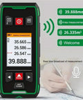 Kickass 5-In-1 Wall Scanner Featuring Advanced Sensor Tech And Bright Lcd Readouts showing distance and area measurements on display.