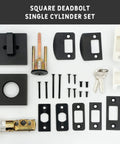 Square Deadbolt Matte Black Single Cylinder Lock For Front Door Dope Look With Easy Installation And Sleek Contemporary Style