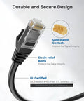 Cable Matters Cat6 Ethernet cable, 25 ft, black with gold-plated contacts and strain-relief boots