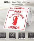 Roll of 200 Pcs Self Adhesive 3 Inch Waterproof Vinyl Fire Extinguisher Inside Stickers For Fire Cabinets Trucks Warehouses Offices Equipment Durable Decals For Industrial Use