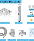 Dual Shower Heads With Handheld Spray Combo, 6 Inch Square Rain Shower Head With 78 Inch Stainless Steel Hose, parts included