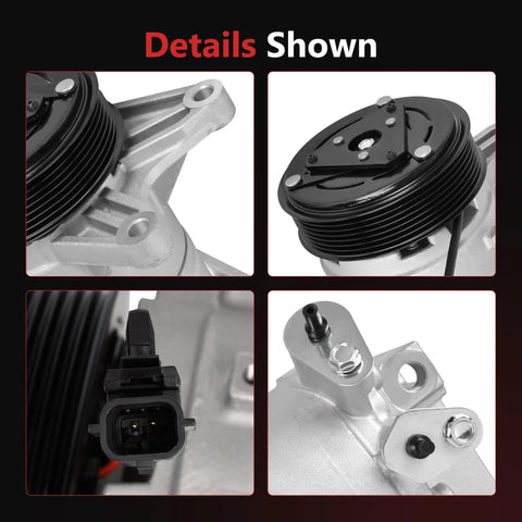 Fresh Drop In AC Compressor With Clutch Easy Direct Bolt On For Nissan Murano Maxima Pathfinder Quest 3.5L V6 2009 To 2015 Infiniti Jx35 Qx60 detailed view showing clutch and connector.