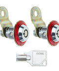 Arcade Game Cabinet Door Locks Set Of 3 For Jamma Machines with keys, featuring alloy plated locks with red accents and a matching key.