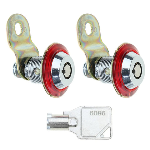Arcade Game Cabinet Door Locks Set Of 3 For Jamma Machines with keys, featuring alloy plated locks with red accents and a matching key.
