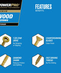 Premium Exterior Wood Screws For Outdoor Decks, Size 10 X 3-1/2 Inch, features including T25 star bit, bronze finish