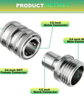 Stainless Steel Garden Hose Quick Connect Fittings Set No Fuss Three Quarter Inch GHT Quick Connectors For Hoses And Sprayers