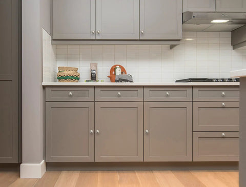 Modern kitchen cabinets with 60 Pack Kitchen Cabinet Knobs Satin Nickel And Brushed Nickel Drawer Pulls And Door Knobs installed