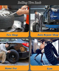 Built Like A Tank Heavy Duty Tire Stand With Smooth Rolling Locking Casters Rust Proof Steel Rack in Tire Shop.